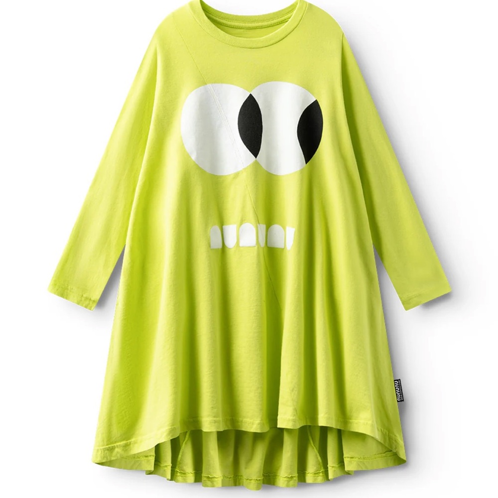Nununu Green Asymmetrical Casual Dress with Long Sleeves